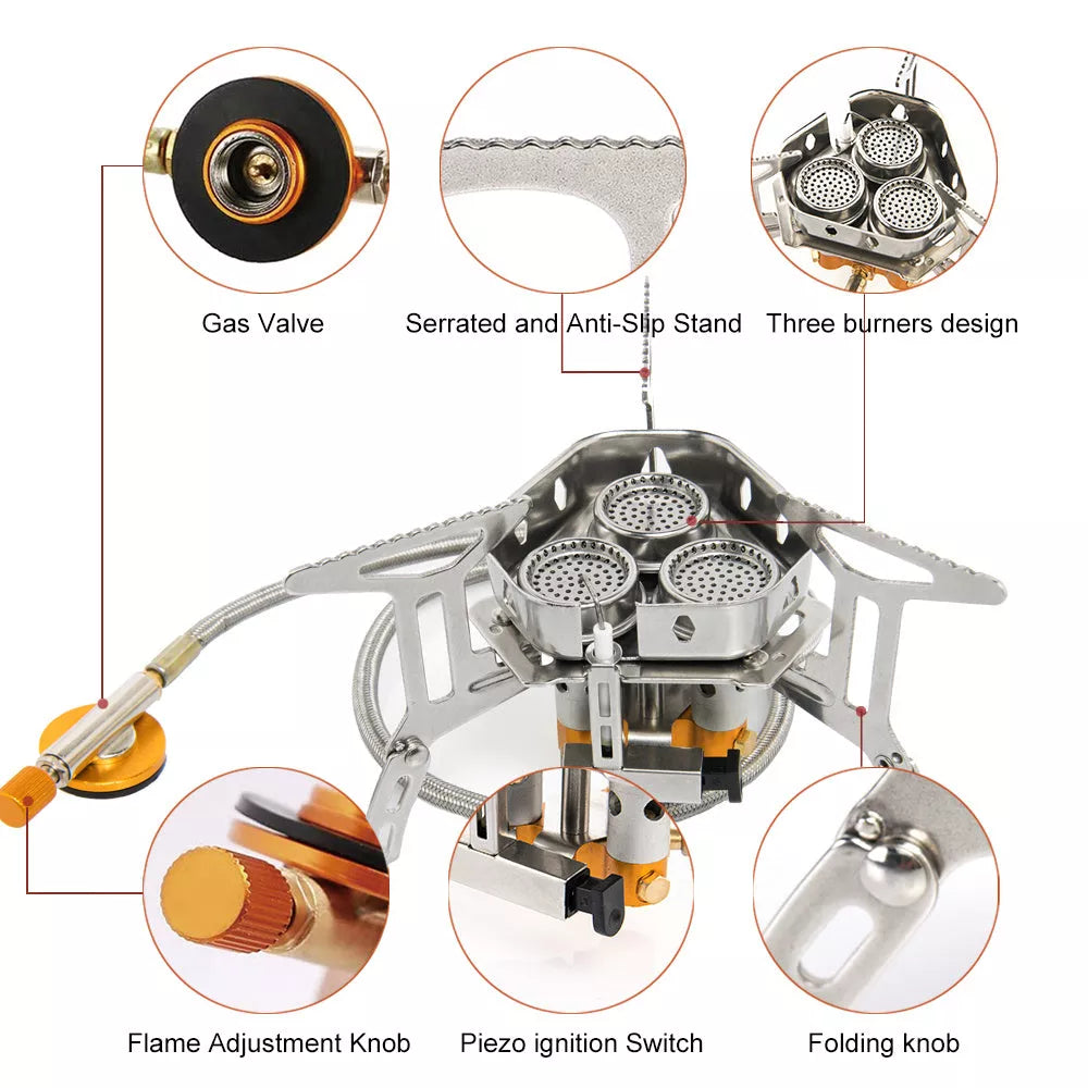 Foldable portable windproof picnic stove for outdoor adventures