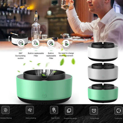 Compact and Powerful Smoke Eliminating Air Purifier Ashtray for Cars - Freshens Driving Experience with Negative Ion Technology
