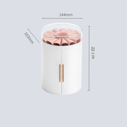 Elegant jewelry organizer with transparent cover, multi-level design, and customizable rotating base for storing and displaying jewelry