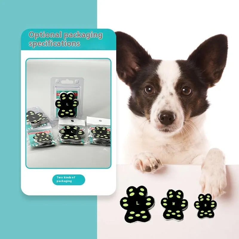 Pack of eight breathable silicone cloth claw protection footstickers for dogs, in S or M size.