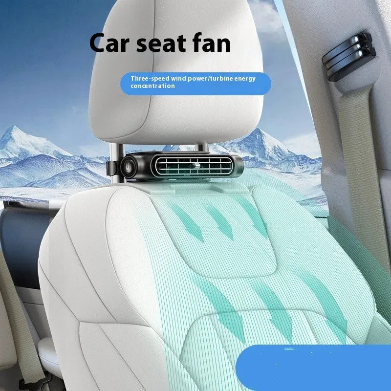 Creative New Seat Car Fan USB plug-in in black, white, or beige with Velcro for car seat mounting