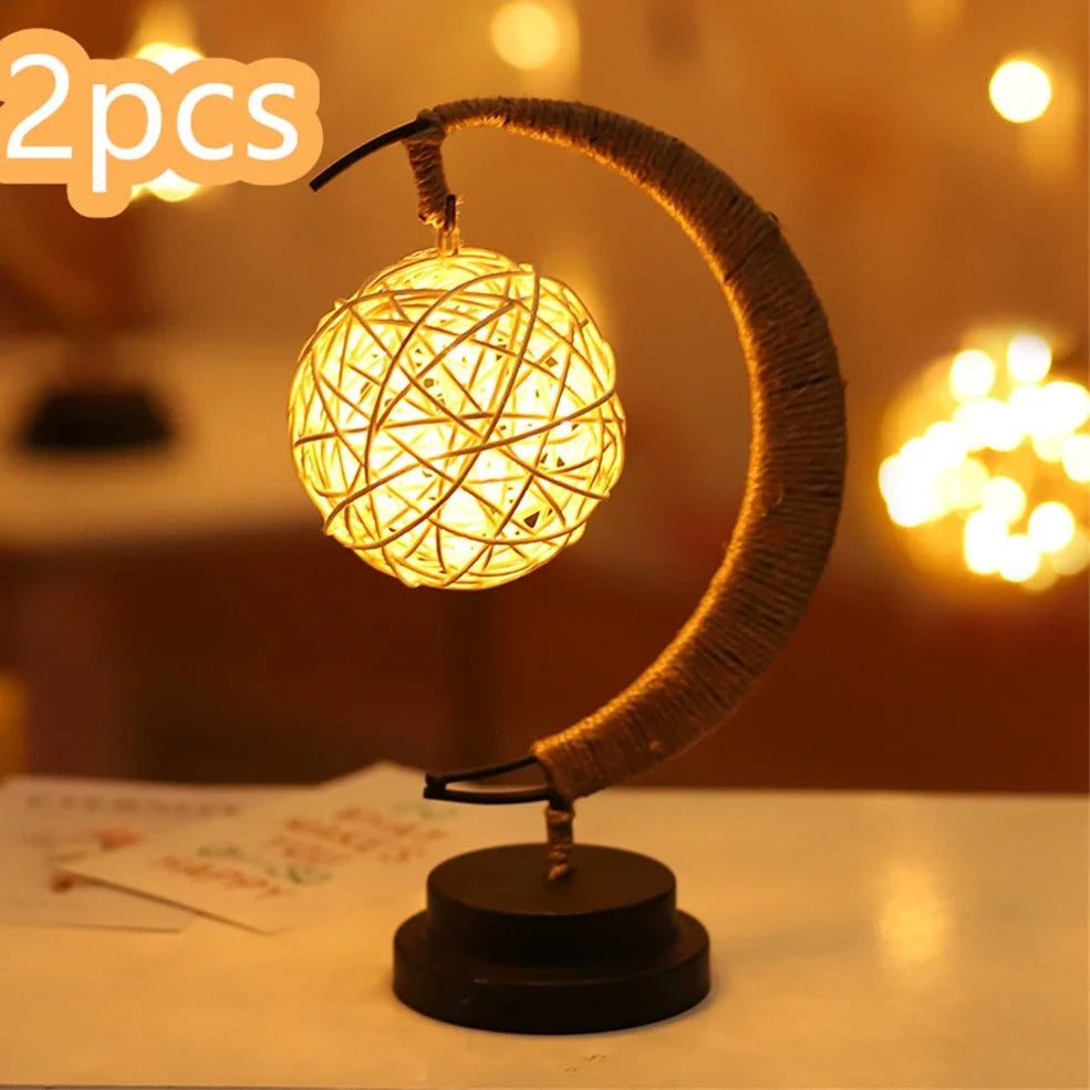 Star-shaped wrought iron LED decorative light with copper wire detailing and glass shell, measuring 280mm by 140mm by 130mm