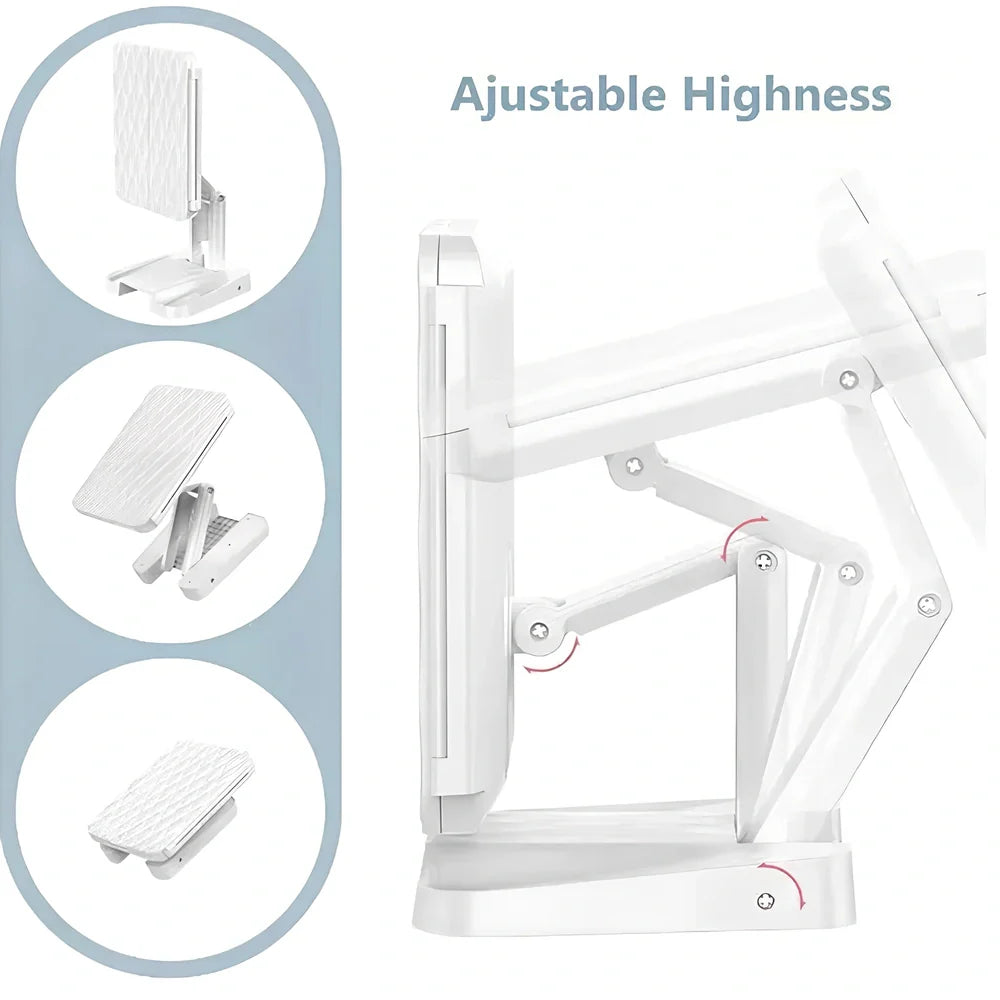 White LED makeup mirror with folded design showing rotation mechanism and magnification lenses