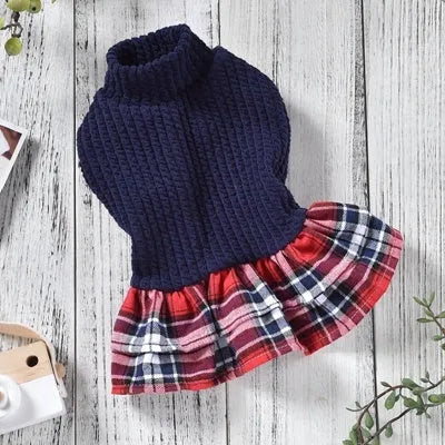 Dog princess skirt in British style for small and medium dogs, sizes XS to 3L, red black blue pink options