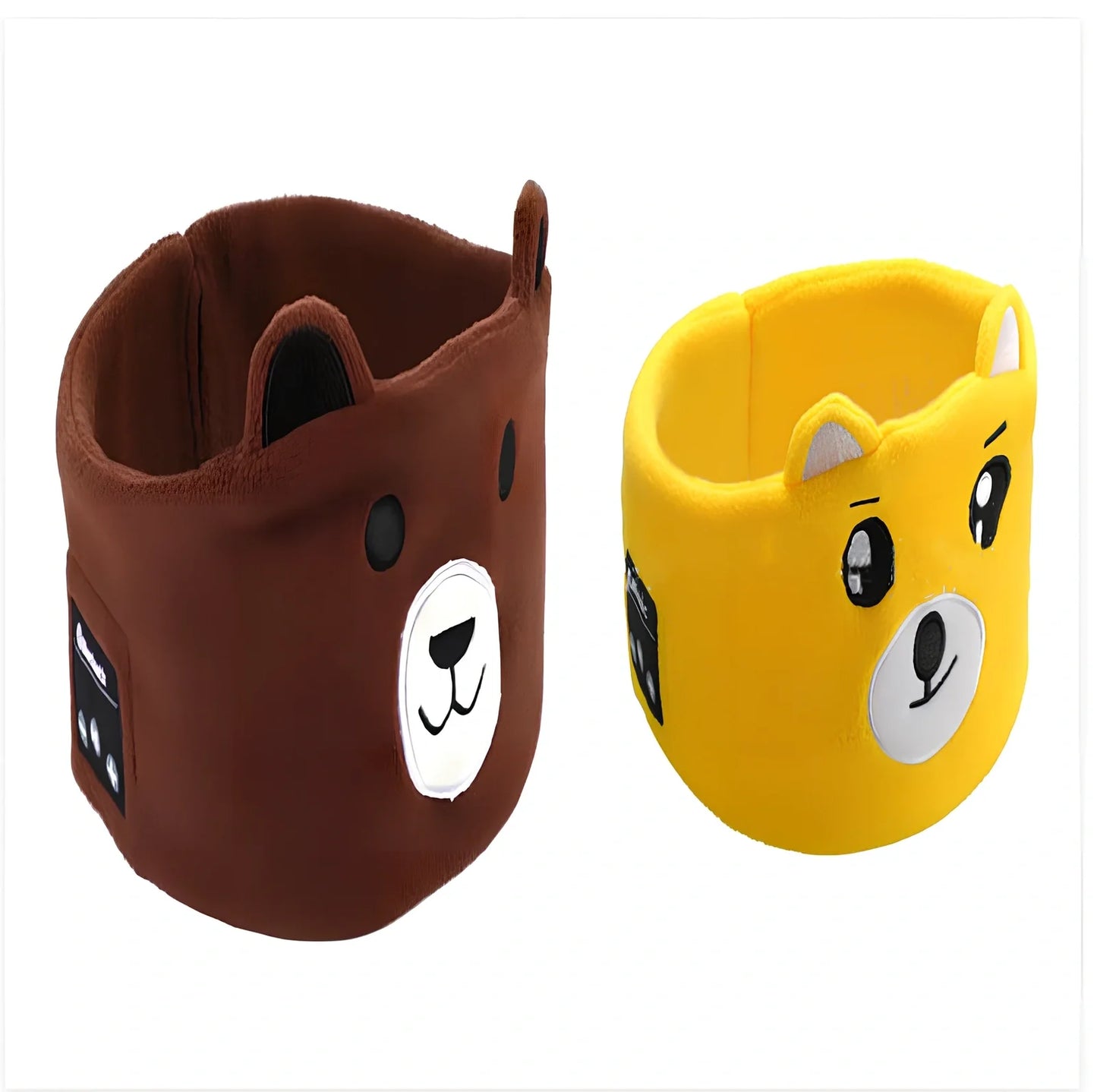 Bluetooth animal headband sleep mask with dinosaur hood showing integrated speakers and wireless design