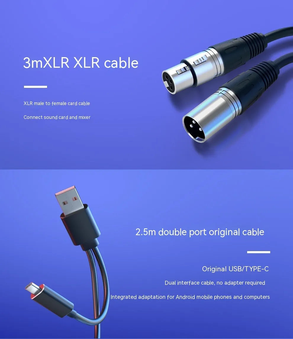 Dynamic noise reduction microphone in AM8 Black with BM63 white bracket, showing XLR cable and base