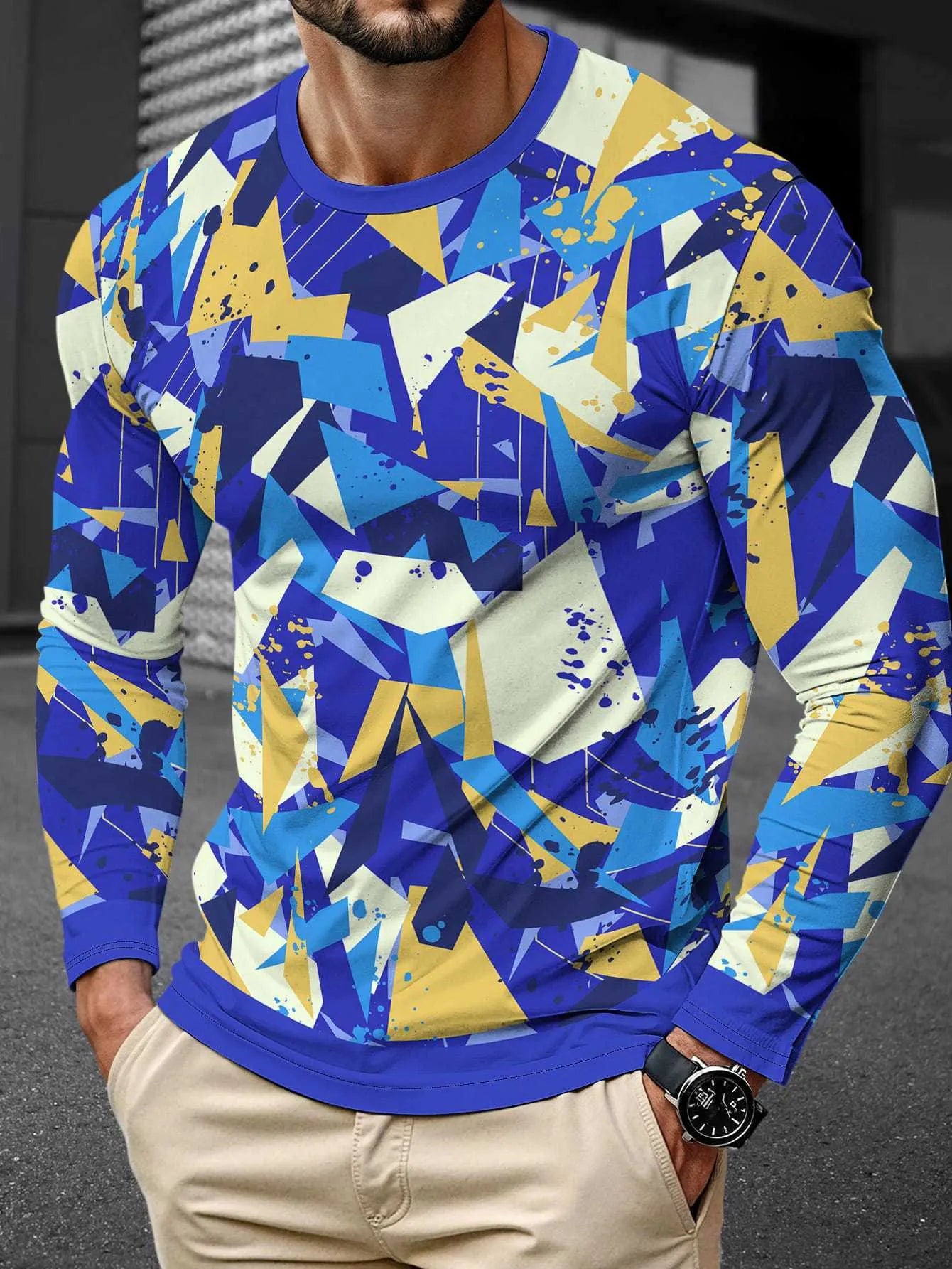 Men's long sleeve milk silk pullover in round neck style showing multiple colour options