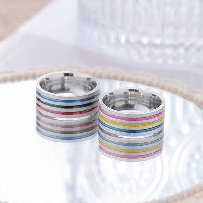 Titanium Steel Ring with Captivating Rainbow Oil Drip Design, Featuring a Unique Flower Shape and Available in Multiple Sizes