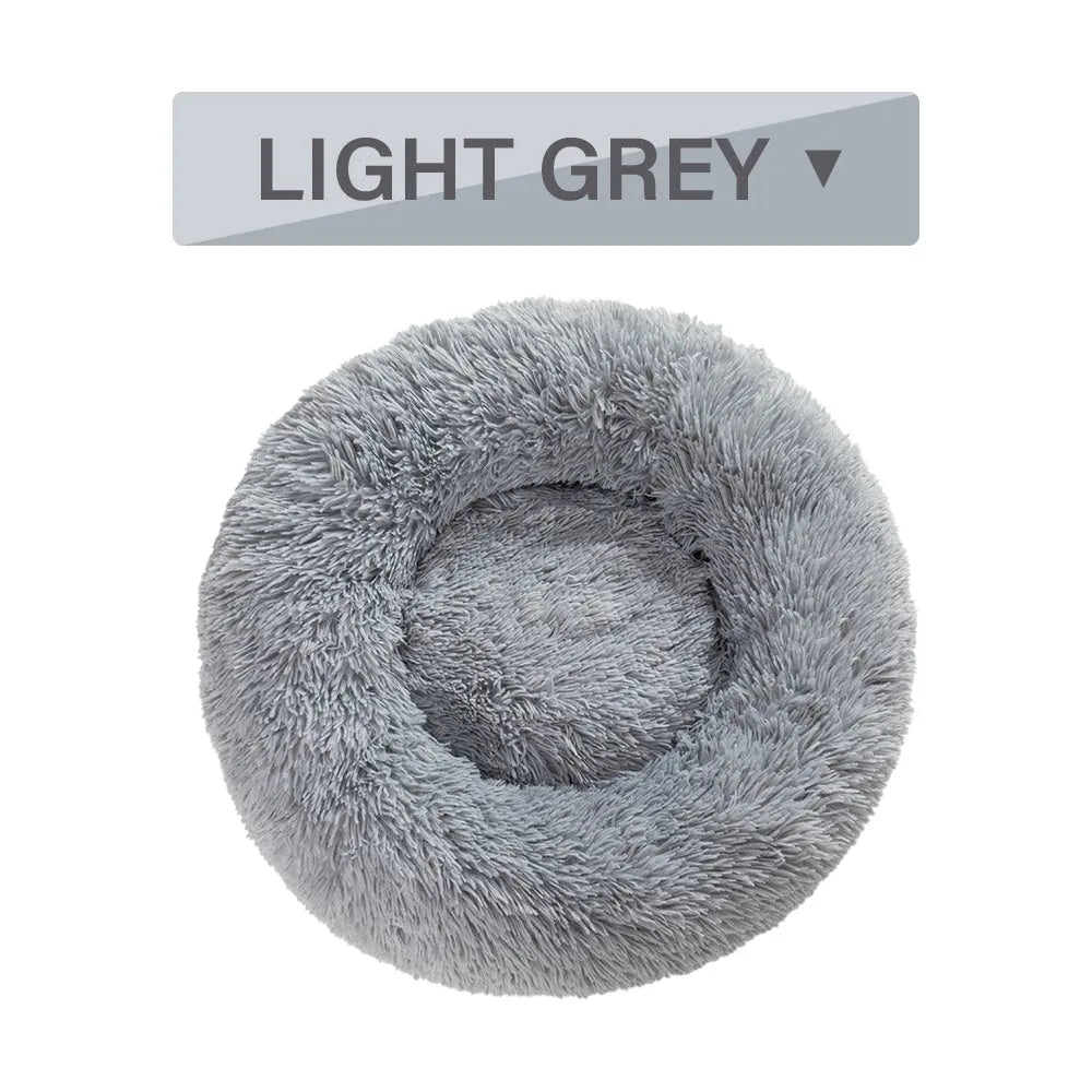XXL fluffy donut dog bed in luxury long plush with 100cm diameter for large pets