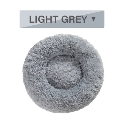XXL fluffy donut dog bed in luxury long plush with 100cm diameter for large pets