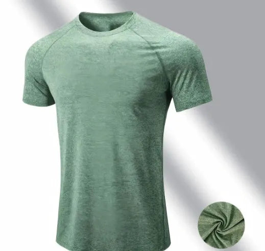 Men's casual short sleeve t-shirt in quick-dry polyester, shown in grey.