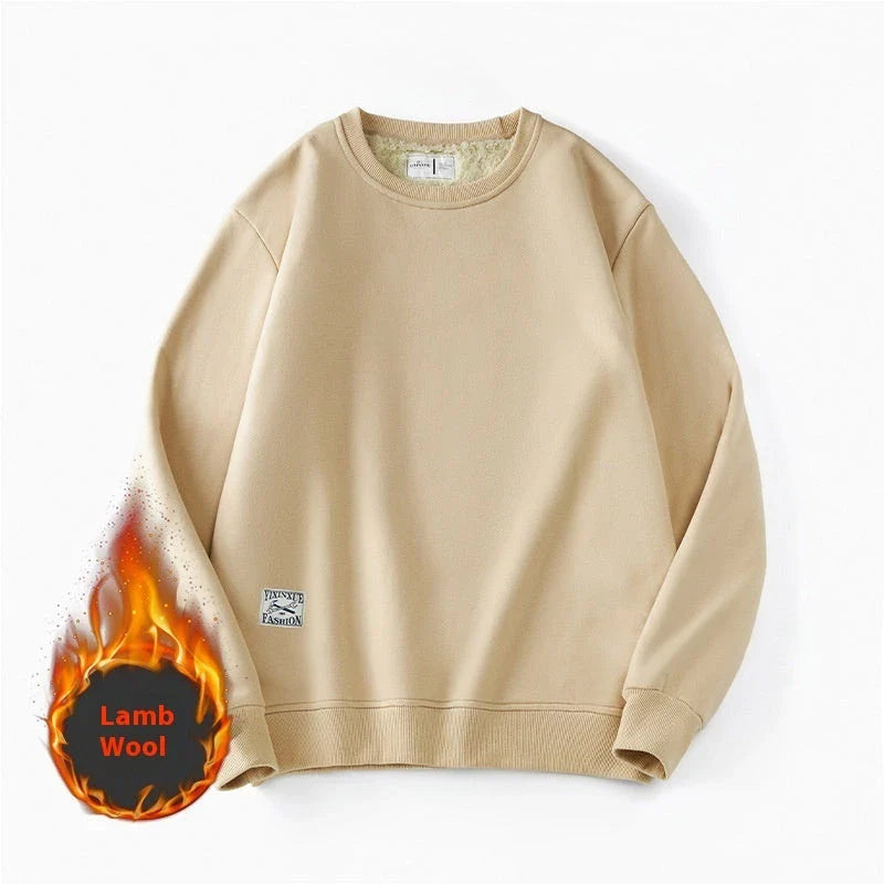 Cozy fleece pullover in a variety of classic colors, featuring a warm and soft fabric blend, stylish round neck design, and comfortable long sleeves.