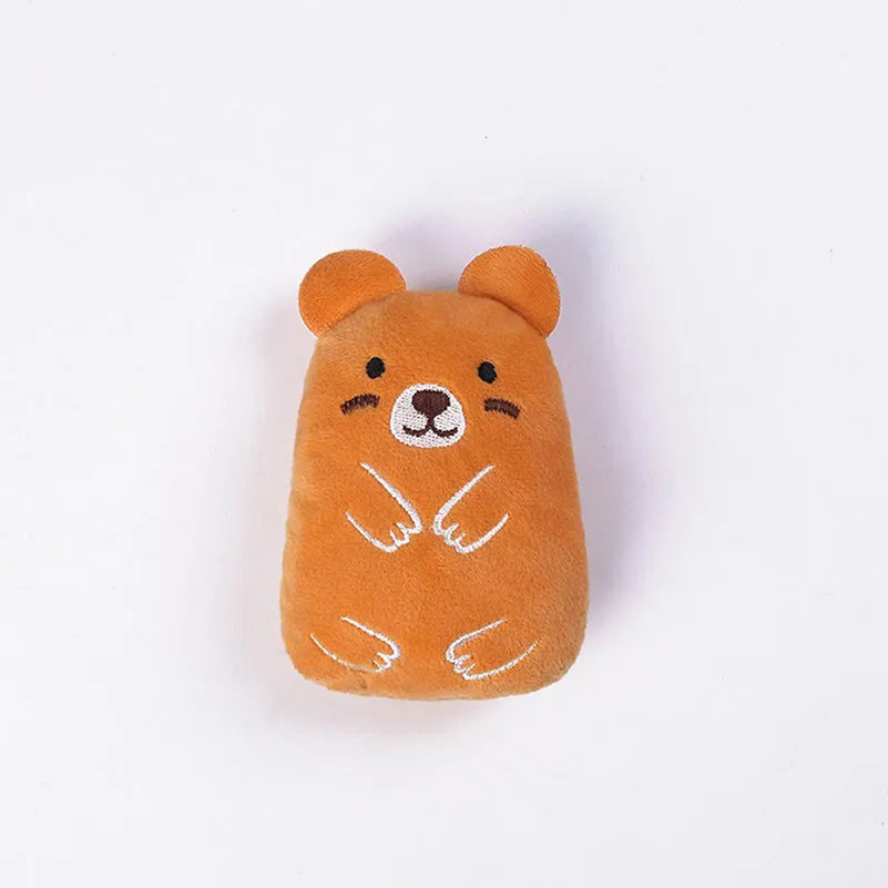 Interactive catnip plush toy with squeaker for chewing and play