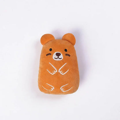 Interactive catnip plush toy with squeaker for chewing and play