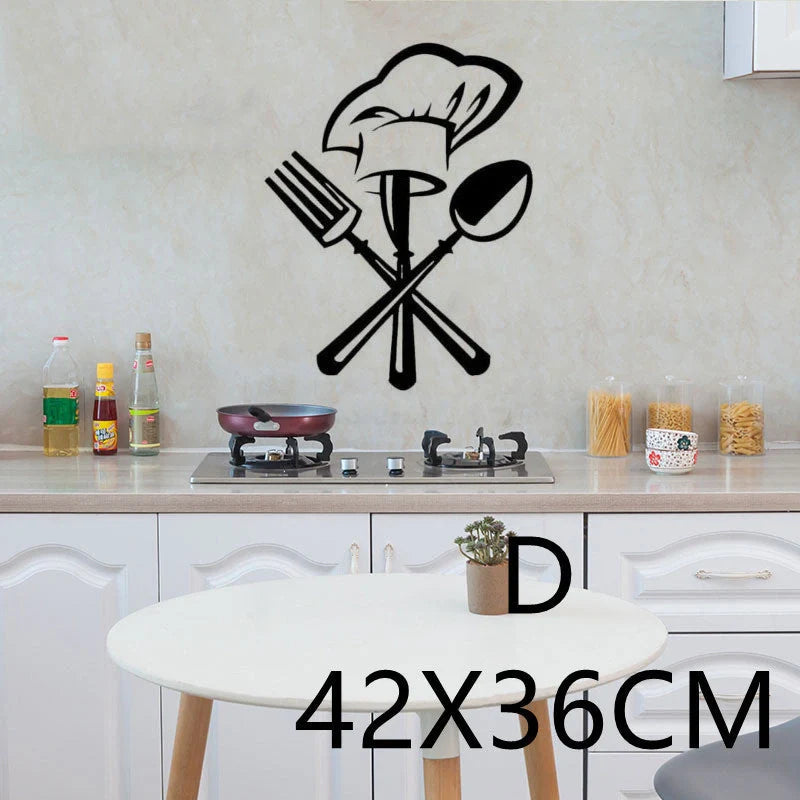English Proverbs Wall Stickers featuring a knife and fork design for kitchen decor