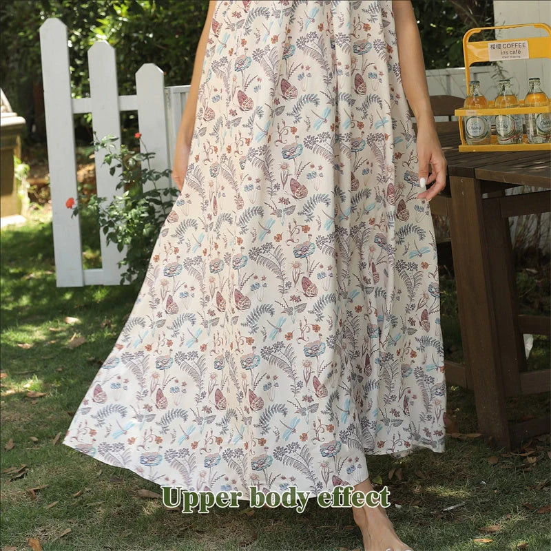 Elegant and comfortable women's dress in a classic design with a flowing, polyester fabric