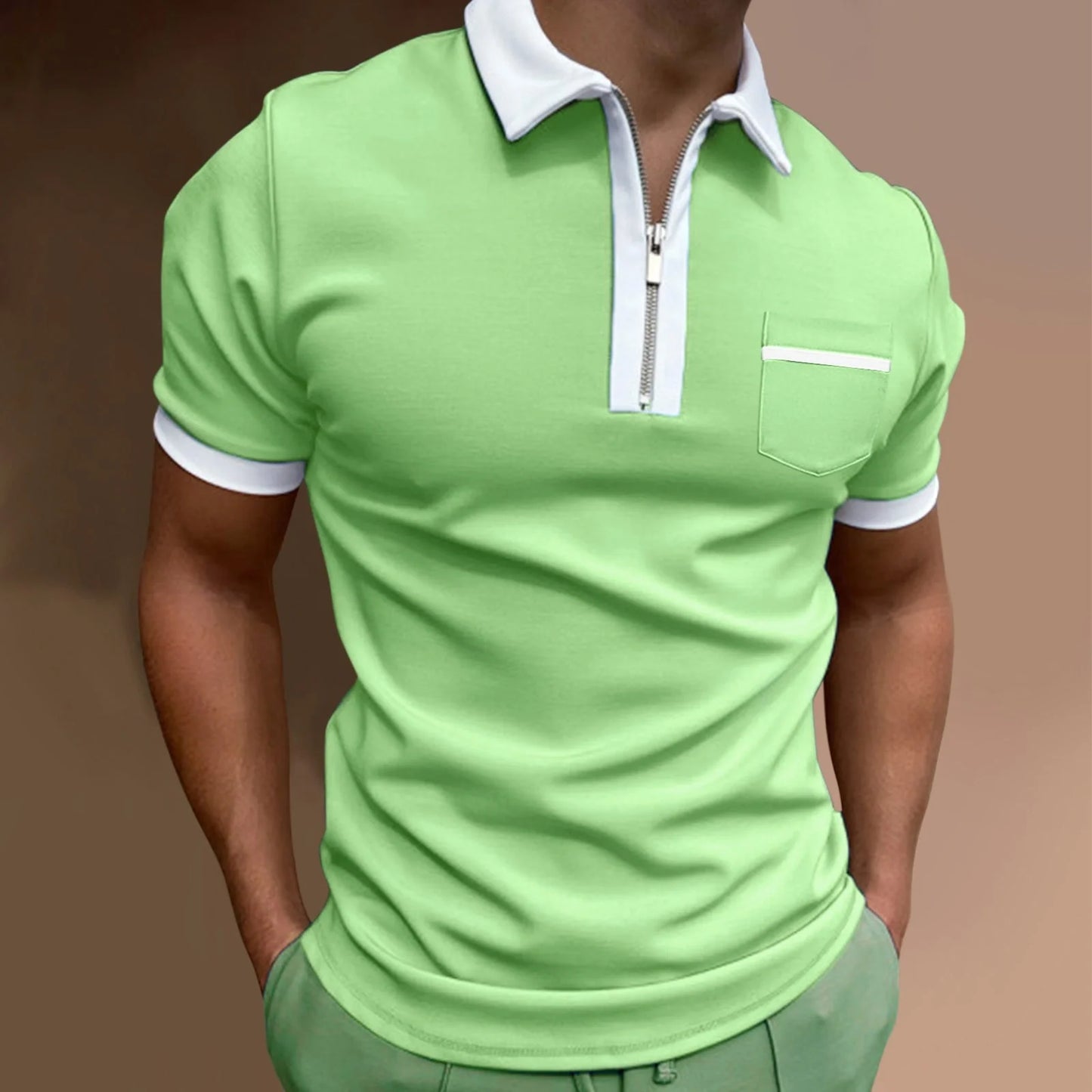 Men's slim fit lapel pocket T-shirt in various colors