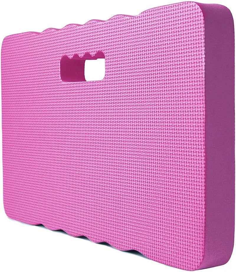 A plastic garden kneeler pad hassock in one of five colours: black, blue, grey, rose red, or yellow.