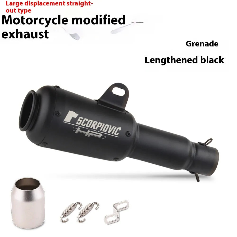 Universal stainless steel motorcycle exhaust pipe with decorative flower cover in black, titanium, half blue, or colourful finish