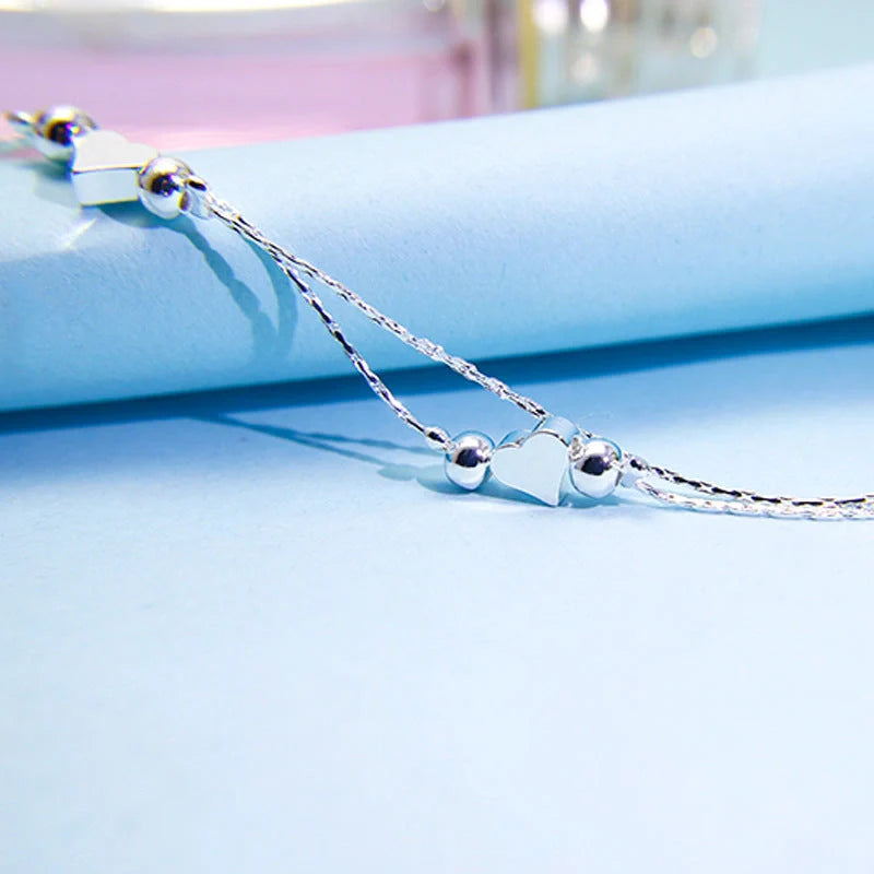 Korean Fashion Heart Bracelet with double-layered light beads in heart shape