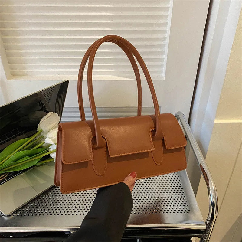 Women's PU small square shoulder bag in street trend style with document compartment
