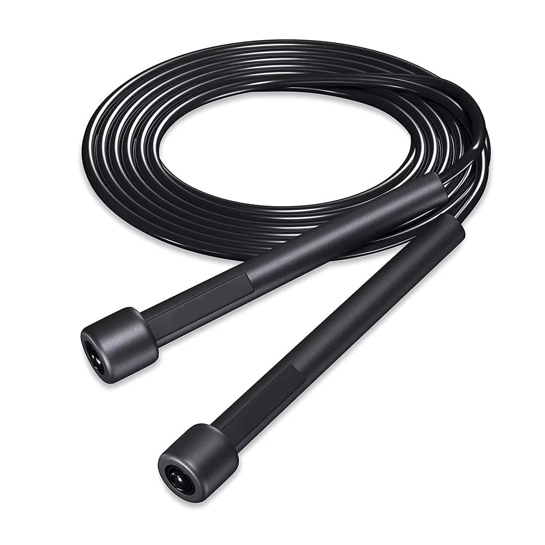 Black PVC skipping rope for children and adults, 2.8 meters long