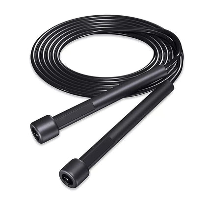 Black PVC skipping rope for children and adults, 2.8 meters long
