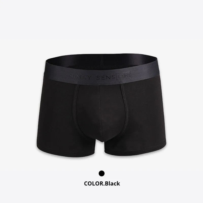 Men's solid colour cotton boxer shorts showing available colours: black, white, silver grey, light green