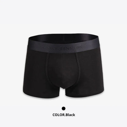 Men's solid colour cotton boxer shorts showing available colours: black, white, silver grey, light green