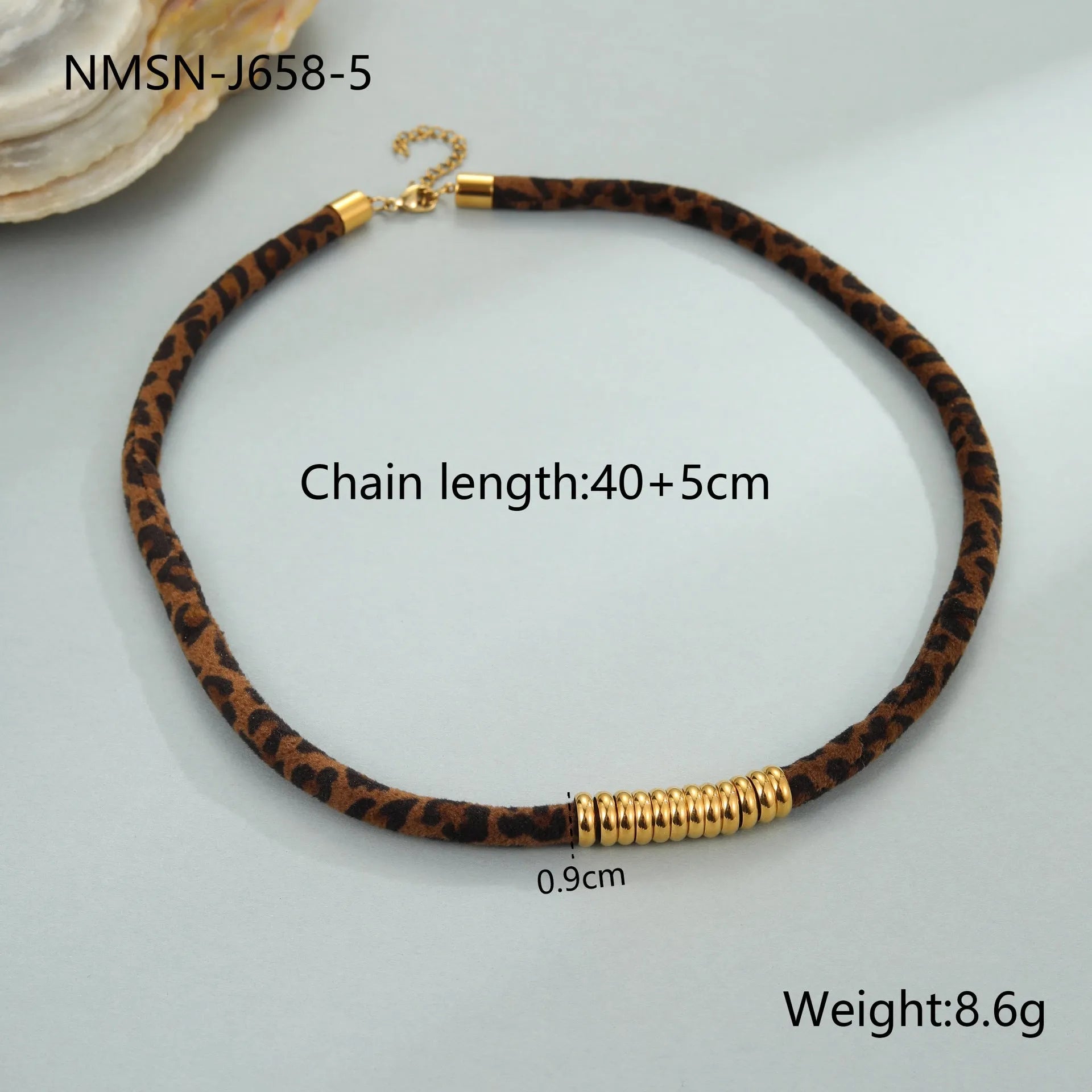 Women's stainless steel necklace with geometric leopard pendant and gold electroplated chain