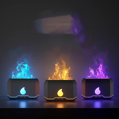 White intelligent flame aromatherapy humidifier with 200ml tank and USB power for mist and oil diffusion
