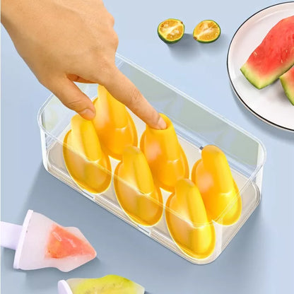 Summer Homemade Ice Cream Popsicle Silicone Cube Mold in green and yellow