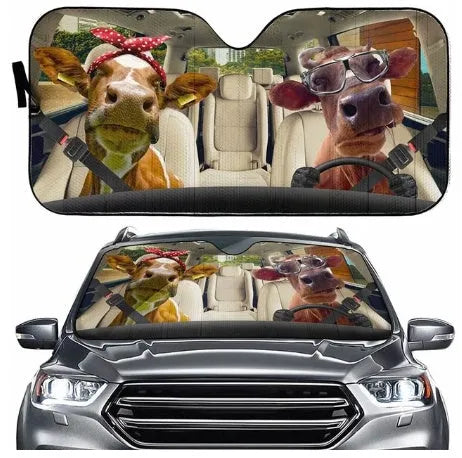 Telescopic aluminium foil car sun visor extended on a car windscreen