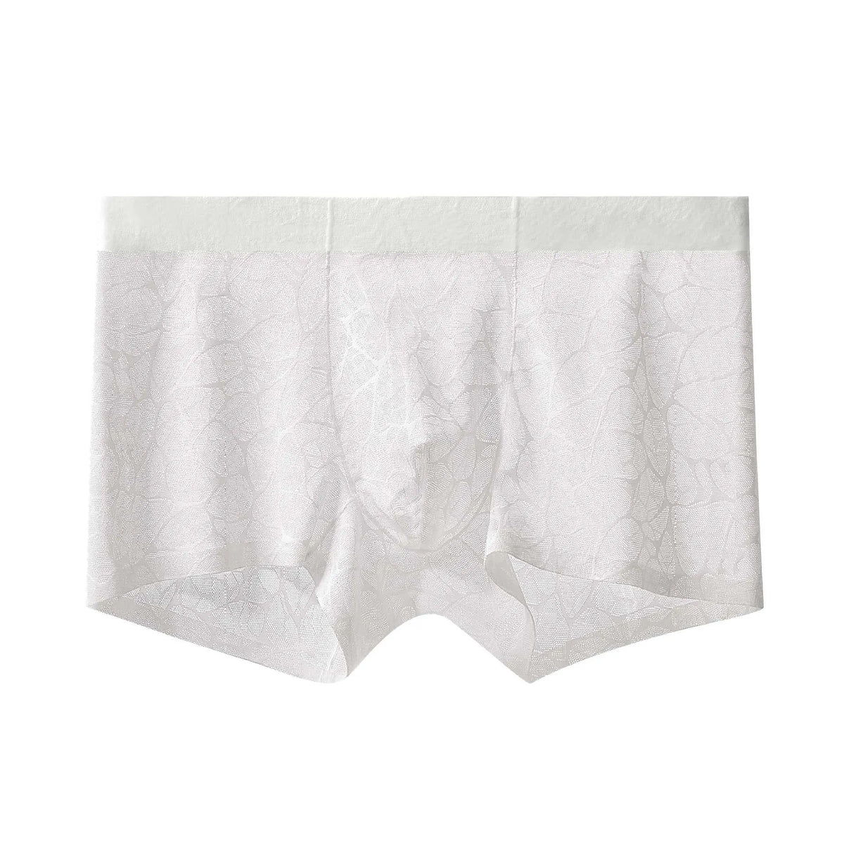 Men's leopard print jacquard underwear in middle waist style, shown in multiple colour options.