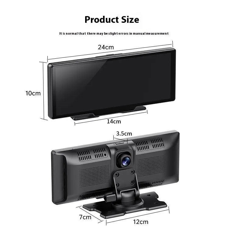 10-inch car smart screen with touchscreen, CarPlay, driving recorder, and navigation system on a dashboard