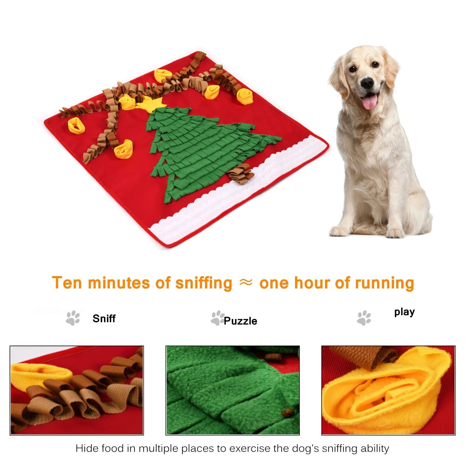 Christmas tree pattern washable pet dog snuffle mat for stress relief and mental stimulation