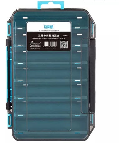 Double-layer bait storage box in vibrant orange or sky blue with Y groove and drain hole