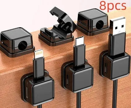 Black or Orange ABS wall-mounted data cable storage holder, 22mm x 22mm, for office car home kitchen.