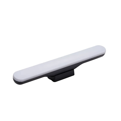 Creative modern white plastic desk lamp with touch control panel and soft LED light beads.