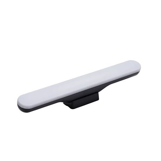 Creative modern white plastic desk lamp with touch control panel and soft LED light beads.