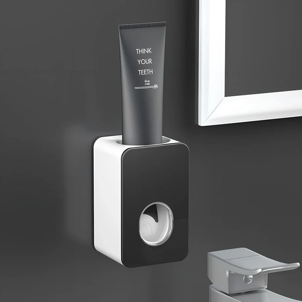 Automatic toothpaste dispenser wall-mounted with punch-free installation measuring 18.5cm