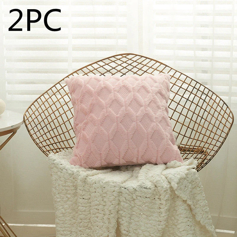 Luxury fur cushion cover in various colors, perfect for sofa or bed decor