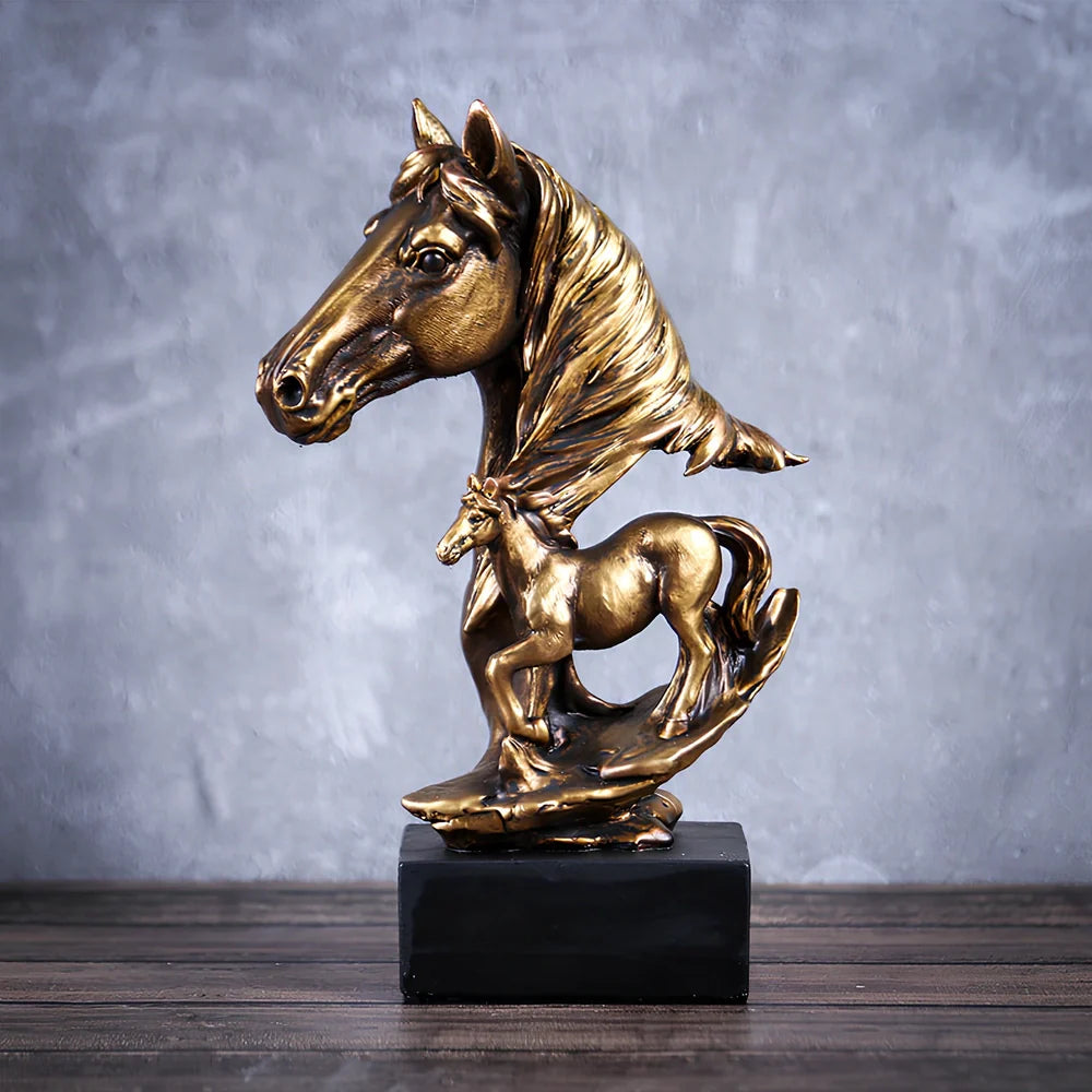 Bronze horse sculpture statue with European animal modelling in resin construction