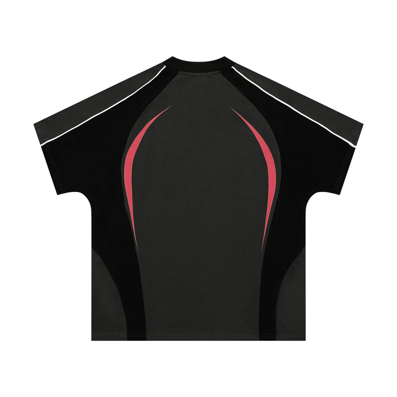 Men's Loose T-shirt with Colour Matching Letters Print in Short Sleeve Polyester Fabric Available in Black YR9116-Wild or Apricot YR9116-Wild in Asian Sizes M L XL XXL for Casual Pullover Wear