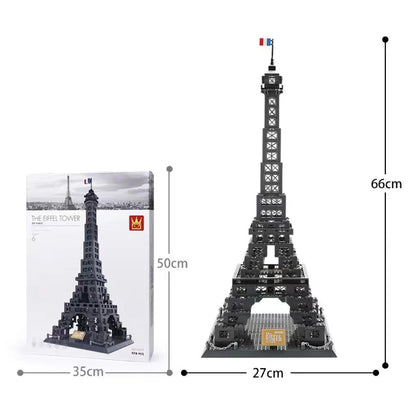Wange building block set with 800+ ABS plastic pieces for constructing architectural landmark models