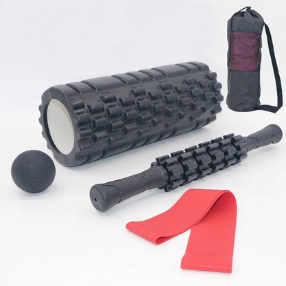 33cm black foam roller with six gear massage bars for muscle relief