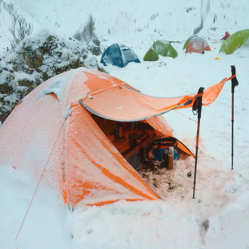 Double layer camping tent with aluminium pole, 3000mm waterproof Oxford cloth base, one bedroom, blue green orange options