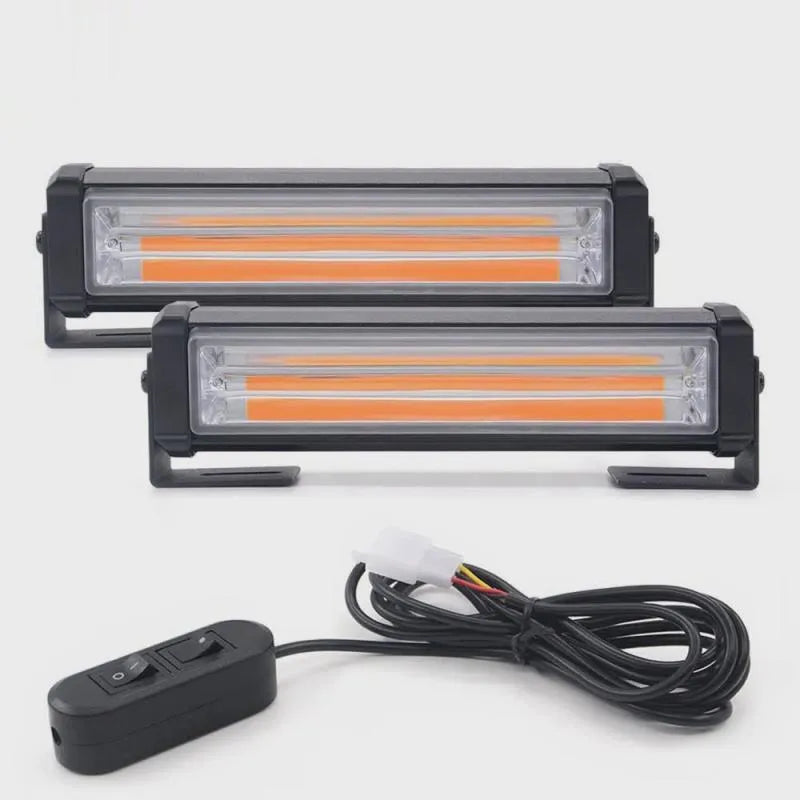 Yellow 208 model vehicle strobe warning light with aluminium alloy housing and drag two middle net design