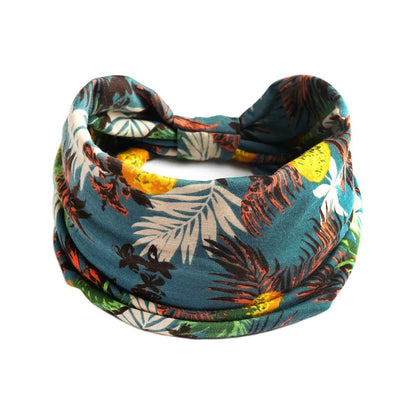 Bohemian cloth yoga sports headband with floral and polka dot patterns, available in multiple colours.