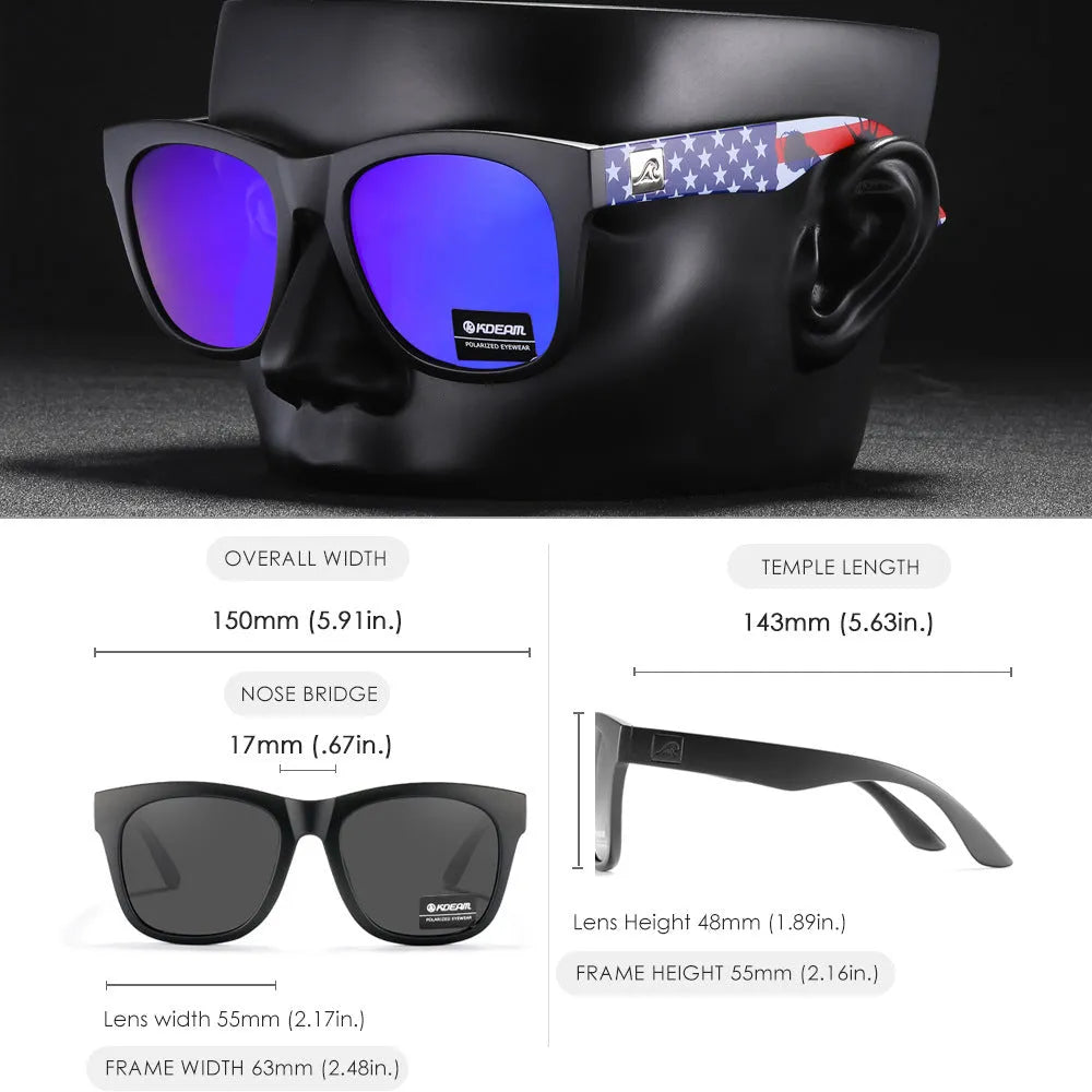 Thickened polarised sunglasses with TAC lenses and PC frame in one of five available colours.